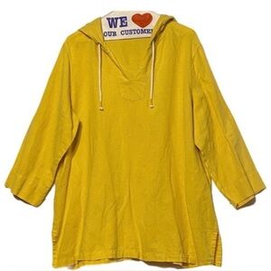 Westbound Linen-Cotton Hoodie Tunic Relaxed Plus Size W XL Mustard Yellow Minor